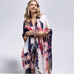 Lightweight Watercolor Kimono Cover-Up Wrap Sarong Scarf OSFM